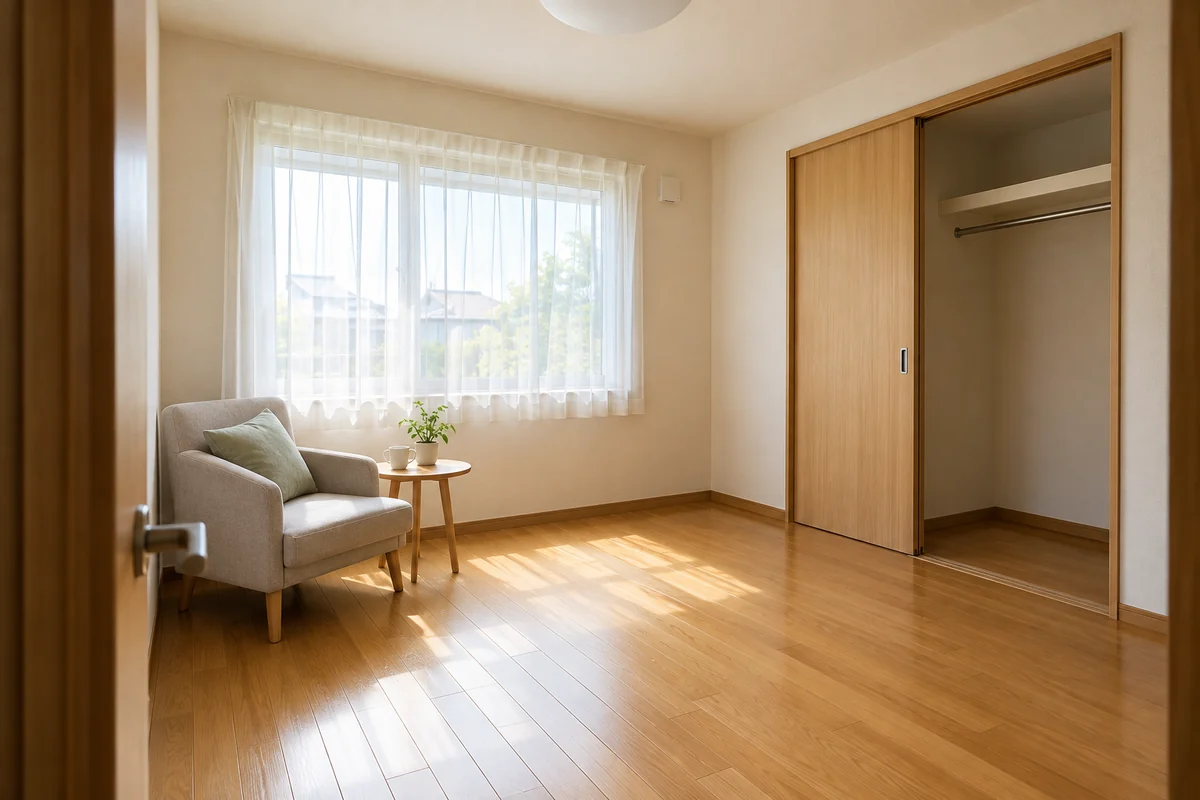 将来の使い方を考えられる、収納のある家族の住まいの一室